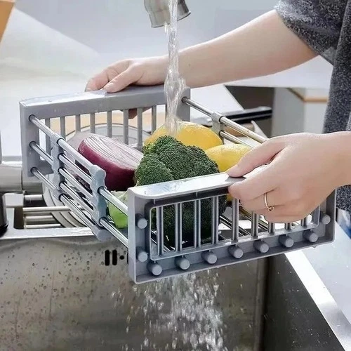 Adjustable Stainless Steel Dish Drying Rack – Expandable Kitchen Sink Drain Basket & Drying Organizer