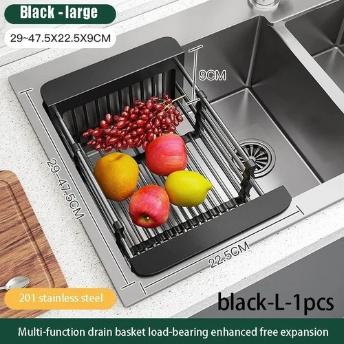 Adjustable Stainless Steel Dish Drying Rack – Expandable Kitchen Sink Drain Basket & Drying Organizer