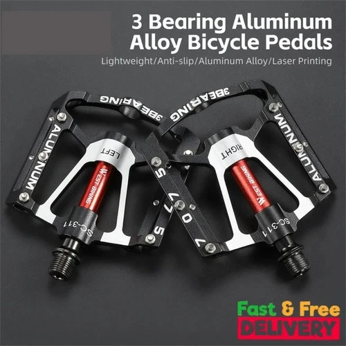 3 Sealed Bearing MTB Flat Pedals 9/16" – Lightweight Aluminum Bicycle Pedals for Mountain & Road Bikes
