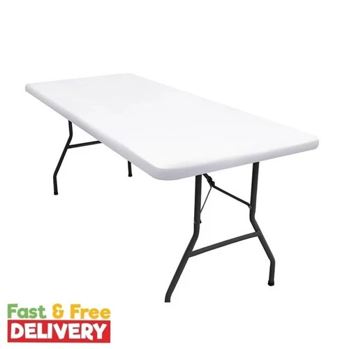 6FT Elastic Fitted Tablecloth – Washable Stretch Polyester Cover for Folding Trestle Tables