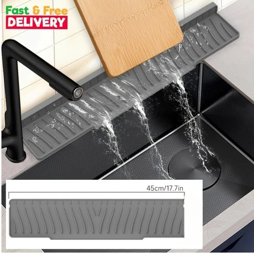 Foldable Silicone Sink Splash Guard & Drain Pad – Kitchen and Bathroom Faucet Splash Protector