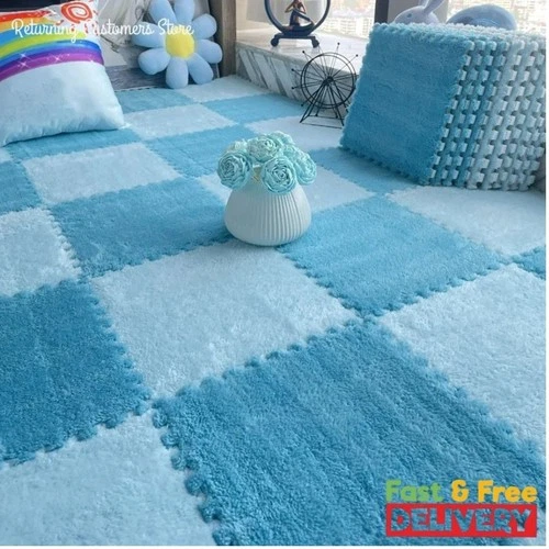 30×30cm Soft Plush Kids Play Mat – Interlocking Puzzle Floor Tiles for Baby Room, Nursery & Play Area