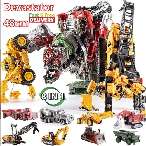 8-in-1 Oversized Transforming Robot Construction Toy Set – Combined Mecha Action Figure Collection