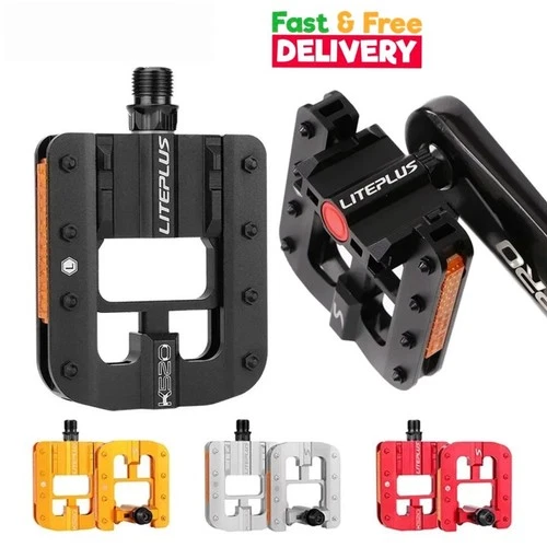 Liteplus Bike Foldable Pedals Bicycle Folding Alloy Pedals Antislip Reflective
