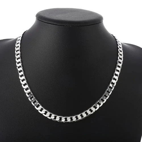 925 Sterling Silver 8Mm Wide 1624 Inches Cuban Curb Link Chain Men Necklace