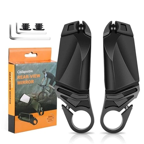 WEST BIKING Foldable Bicycle Rear View Mirrors – 360° Adjustable MTB & Road Bike Handlebar Mirrors (Pair)