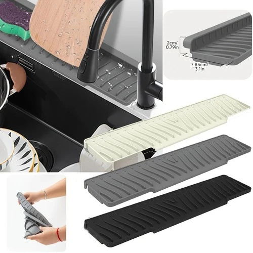 Foldable Silicone Sink Splash Guard & Drain Pad – Kitchen and Bathroom Faucet Splash Protector