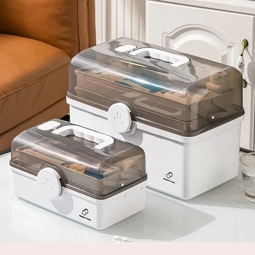 3-Layer Large Capacity Family Medicine Organizer Box – Portable First Aid Storage Case with Compartments