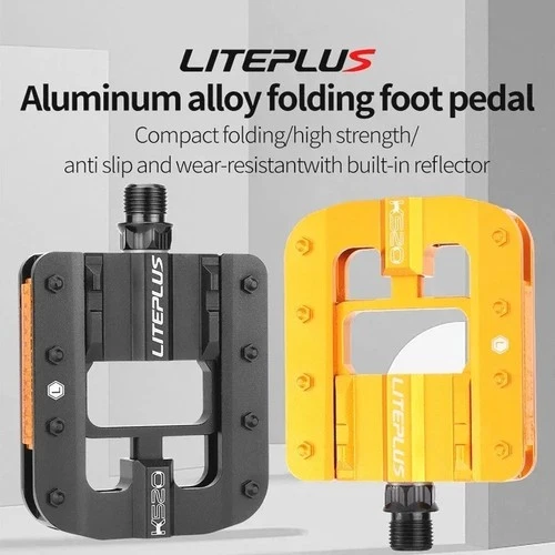 Liteplus Bike Foldable Pedals Bicycle Folding Alloy Pedals Antislip Reflective