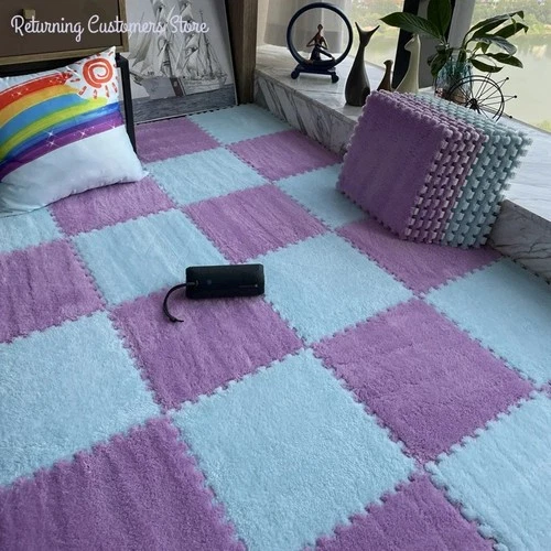 30×30cm Soft Plush Kids Play Mat – Interlocking Puzzle Floor Tiles for Baby Room, Nursery & Play Area