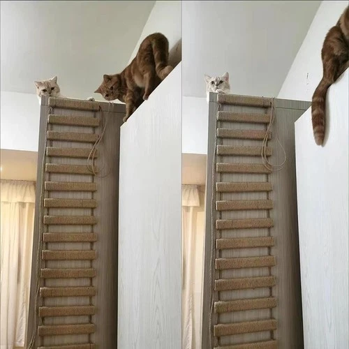Cat Climbing Ladder Bridge For Cats Cage Sisal Wooden Rope Ladder Pet Furniture