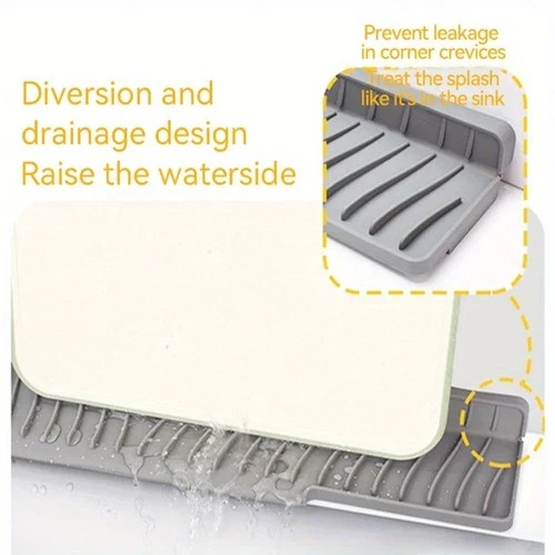 Foldable Silicone Sink Splash Guard & Drain Pad – Kitchen and Bathroom Faucet Splash Protector