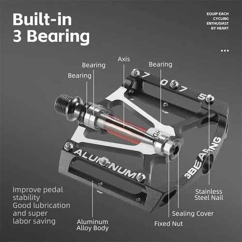 3 Sealed Bearings Mountain Road Mtb Bike Flat Pedals 916 A Pair