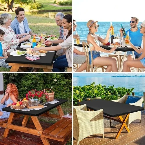 6FT Elastic Fitted Tablecloth – Washable Stretch Polyester Cover for Folding Trestle Tables