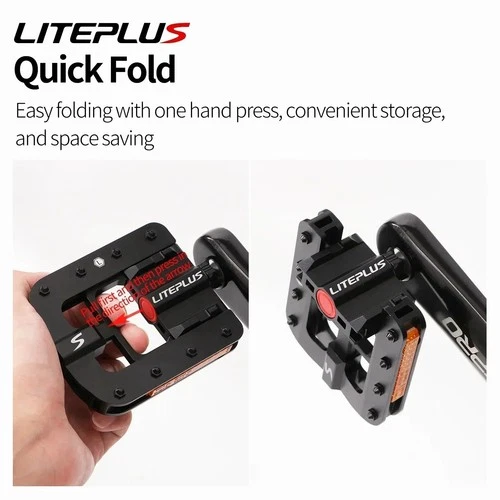 Liteplus Bike Foldable Pedals Bicycle Folding Alloy Pedals Antislip Reflective