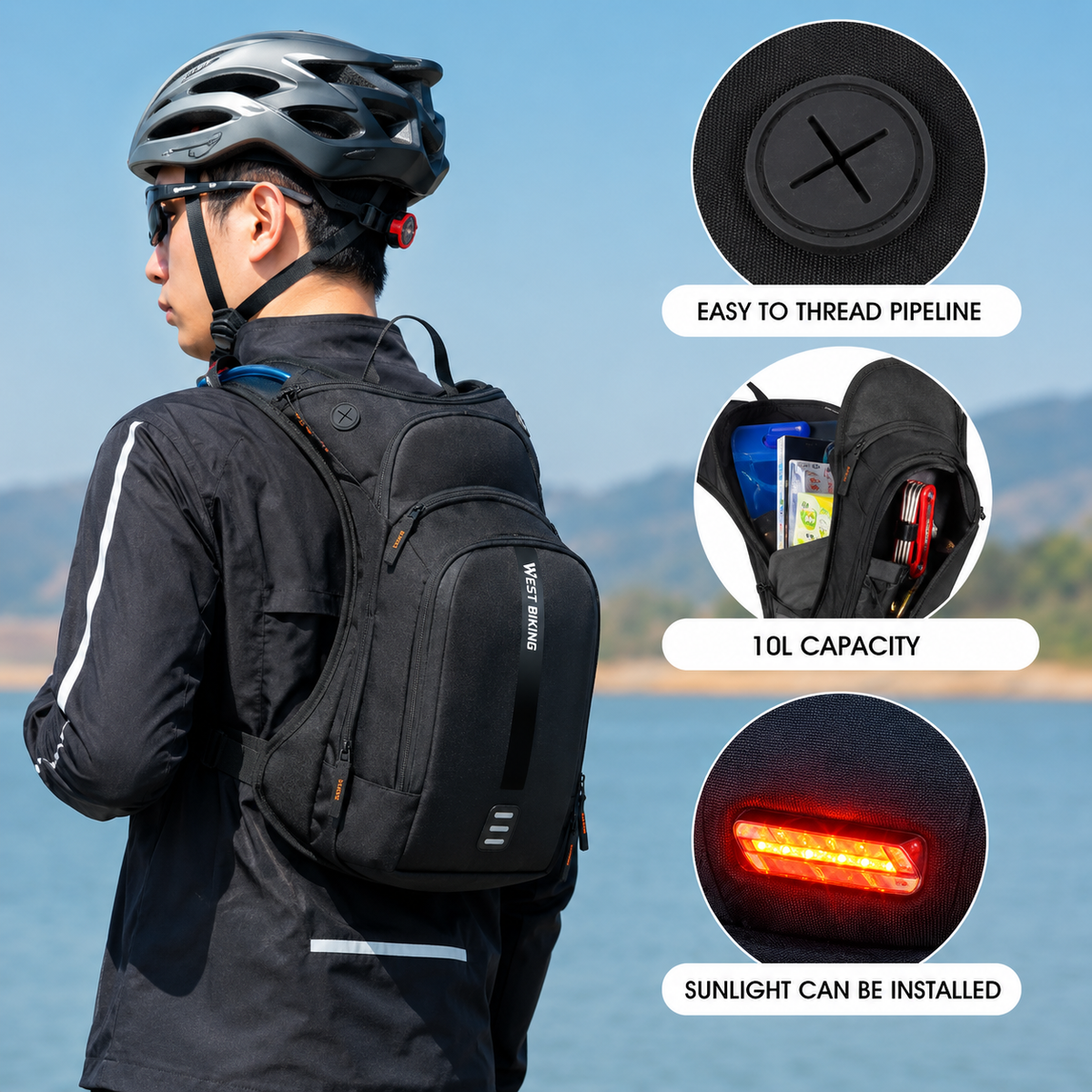 WEST BIKING 10L Waterproof Cycling Hydration Backpack – Lightweight Hiking & Sports Water Pack