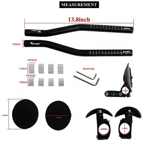 Bicycle Rest Handlebar Clip On Aero Bars Road Bike Extension Triathlon Aerobars