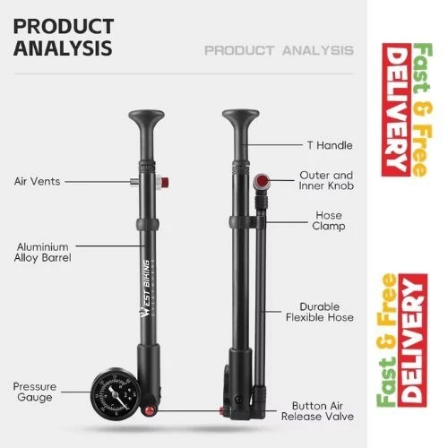 300400Psi High Pressure Bike Front Fork Rear Shock Pump Schrader Valve