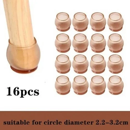 16PCS Upgraded Silicone Chair Leg Floor Protectors with Felt Pads – Anti-Scratch Furniture Feet Covers for Hardwood Floors