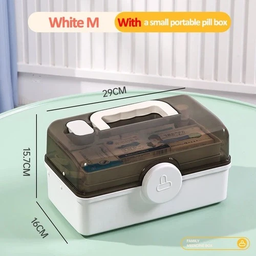 3-Layer Large Capacity Family Medicine Organizer Box – Portable First Aid Storage Case with Compartments
