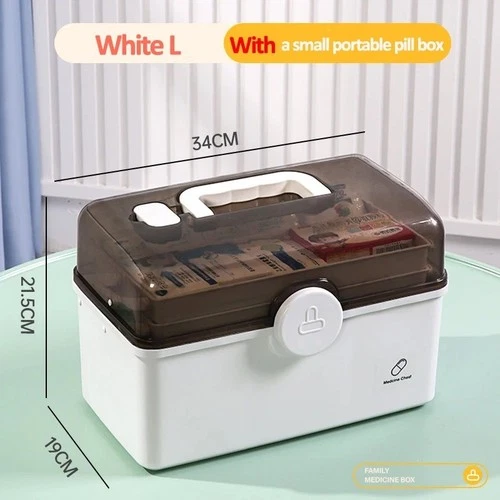 3-Layer Large Capacity Family Medicine Organizer Box – Portable First Aid Storage Case with Compartments