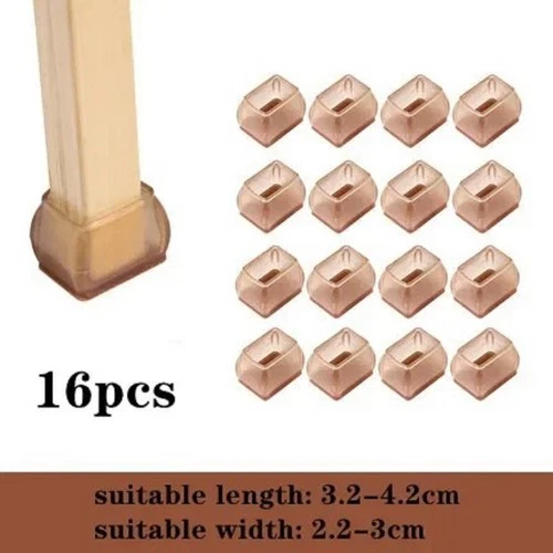 16PCS Upgraded Silicone Chair Leg Floor Protectors with Felt Pads – Anti-Scratch Furniture Feet Covers for Hardwood Floors