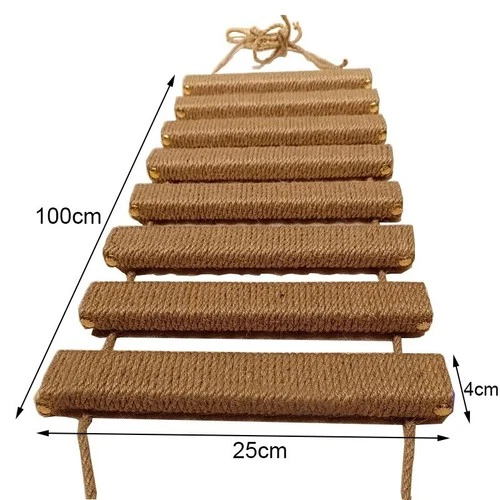 Cat Climbing Ladder Bridge For Cats Cage Sisal Wooden Rope Ladder Pet Furniture