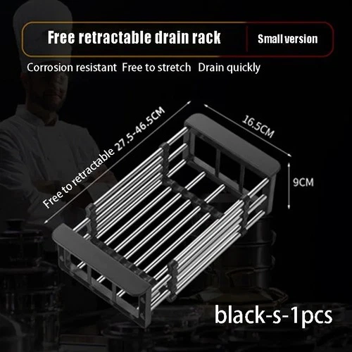 Adjustable Stainless Steel Dish Drying Rack – Expandable Kitchen Sink Drain Basket & Drying Organizer